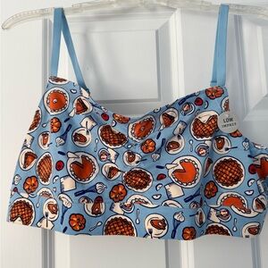 Duluth Trading Co Light Blue Bralette with Orange Print